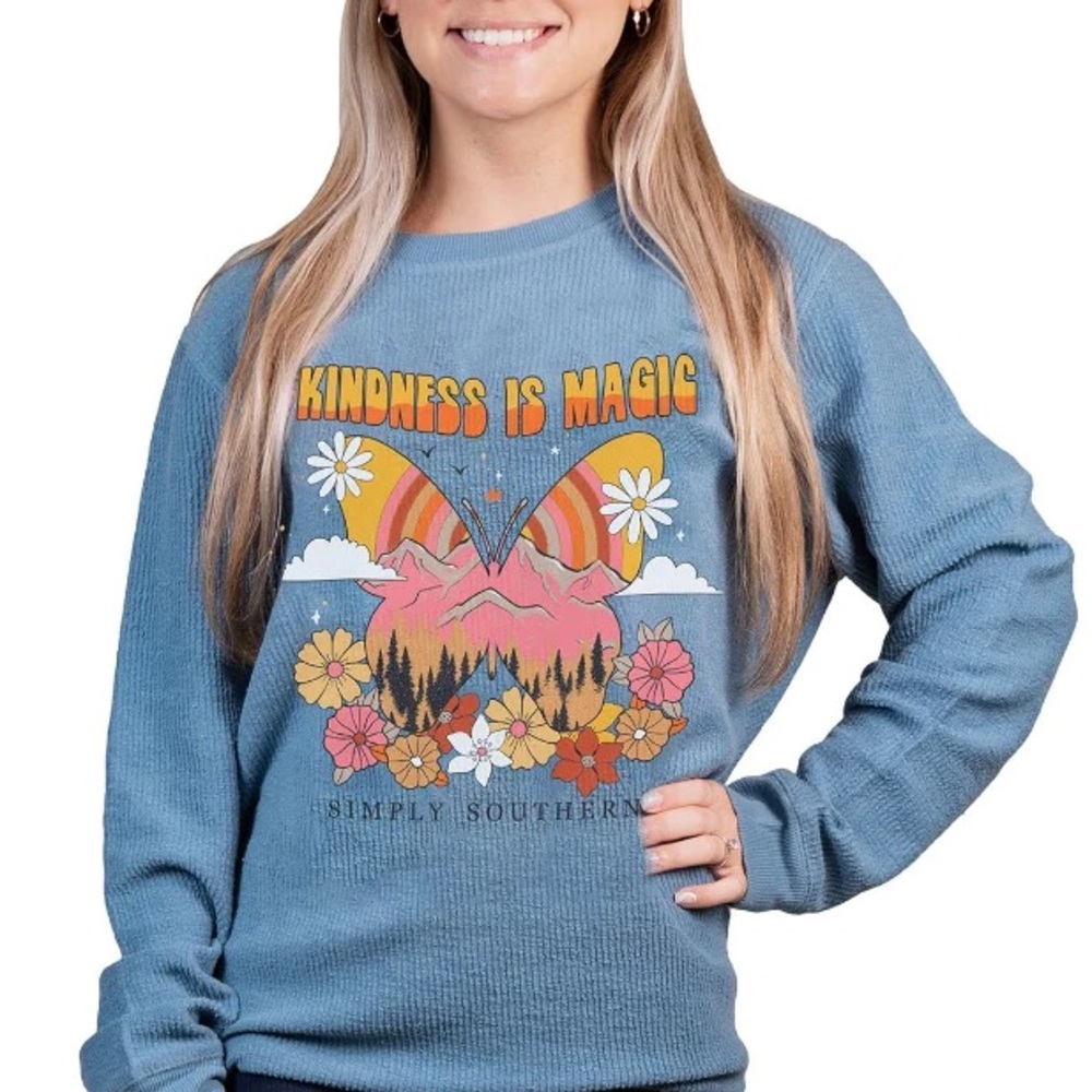 SIMPLY SOUTHERN KINDNESS MAGIC LONG SLEEVE CREW SWEATSHIRT Size Medium
